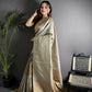 Joban Fashion Grey Banarasi Soft Lichi Silk Checks & Woven Saree | Swadesiicart