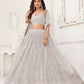 Aastha Fashion Off White Butterfly Net Tone To Tone Thread Work, Sequence Work And Original Mirror Work Embroidery Wedding Wear Lehenga Choli