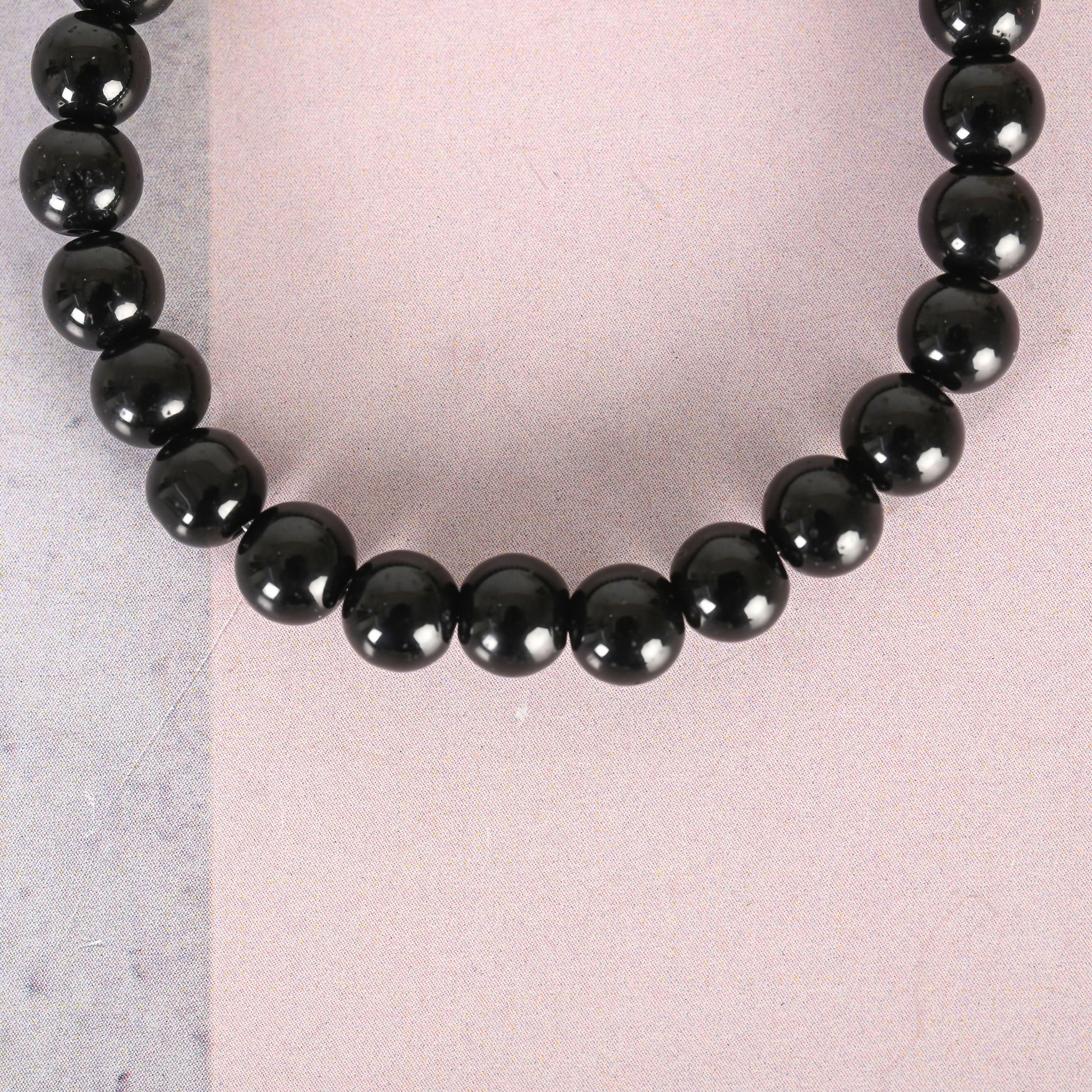 NVR Men & Women Black Marble Crystal Beaded Elasticated Bracelet - NR Retail-NVR