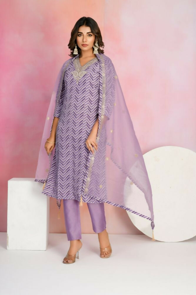 Ethnic Festive Wear Viscose Chanderi Onion Pink Stitched Suit With Dupatta - Tanisha | Swadesiicart