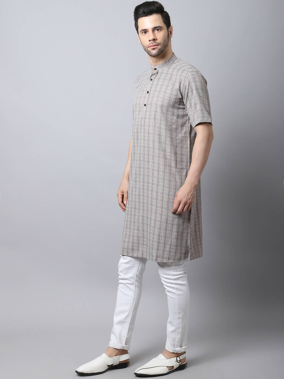 Even Apparels Yellow Pure Cotton Men's Kurta With Band Collar | Swadesiicart