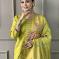 Lemon Viscose chanderi Stitched Suit With Dupatta - Tanisha | Swadesiicart