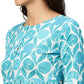 Blue & White Ethnic Motifs Printed Cotton A-Line Dress - Poonam