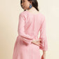 Pink Viscose Rayon Yoke Embroidered A-line Top - Tarini - Swadesiicart