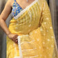 Exclusive Collection Beautiful Yellow Jaal Jamdani Saree - Swadesiicart
