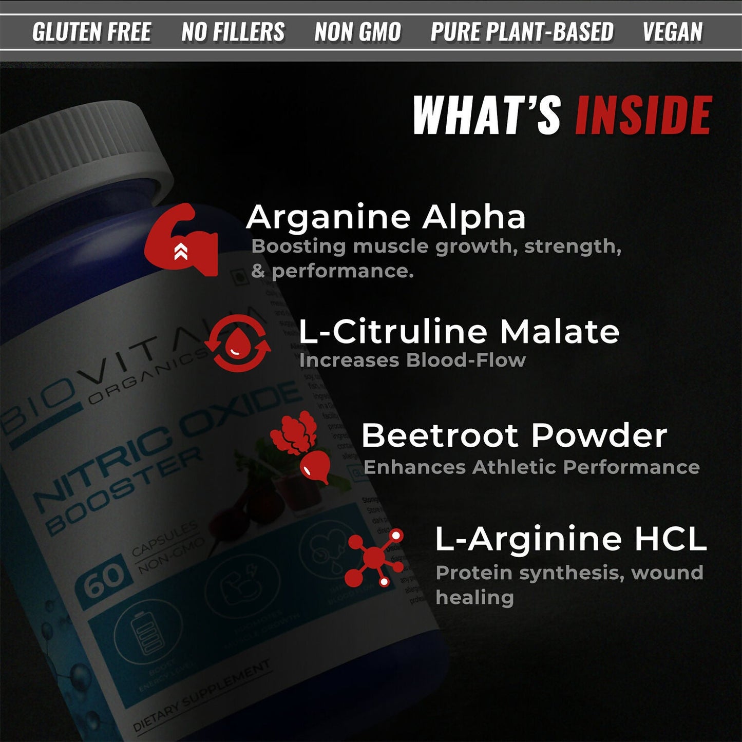 Biovitalia Organics Nitric Oxide Capsule L-Arginine | Swadesiicart