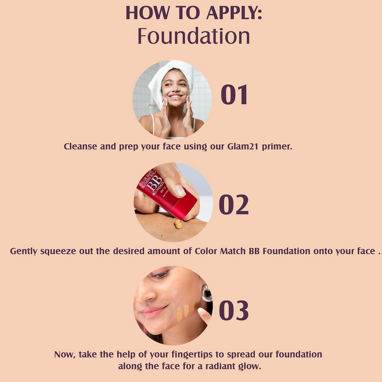 Glam21 Color Match BB Foundation SPF15 - 02 Honey Drop - Swadesiicart