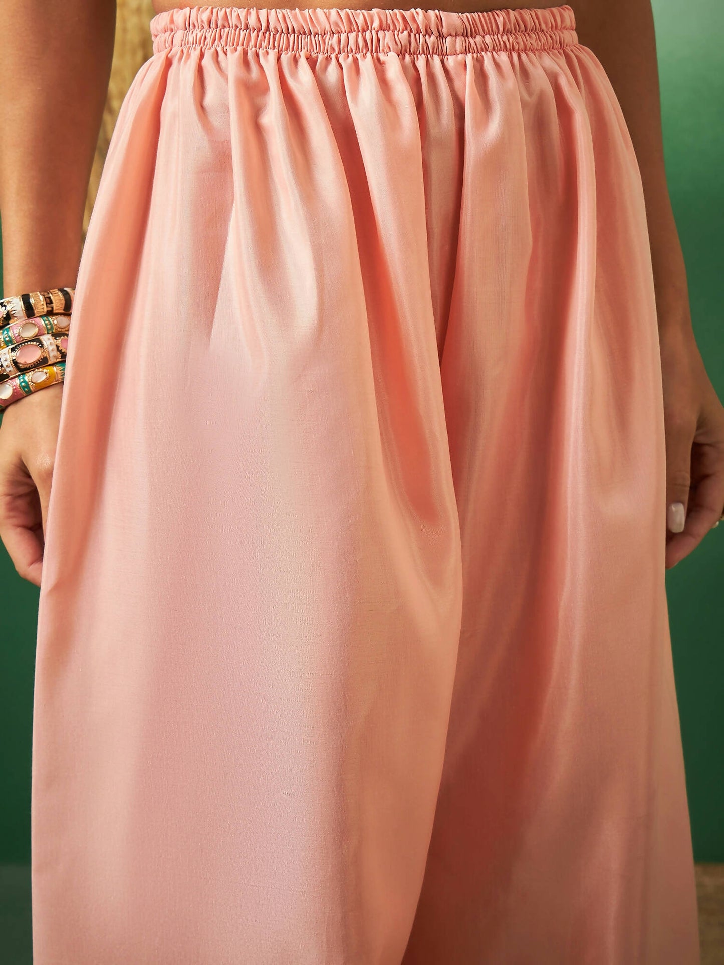 Peach Georgette Handwork Unstitched Dress Material - Hanika | Swadesiicart