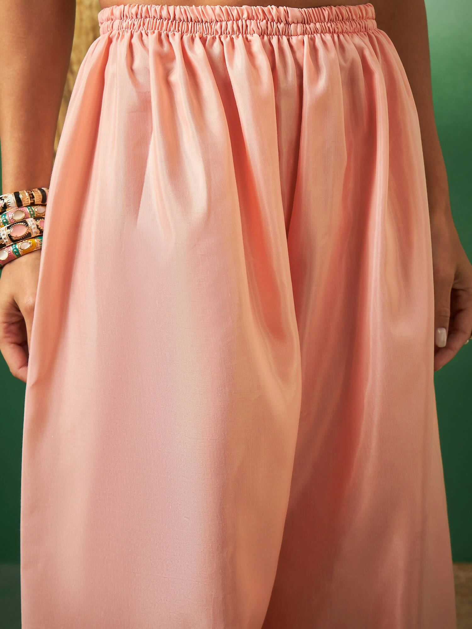 Peach Georgette Handwork Unstitched Dress Material - Hanika | Swadesiicart