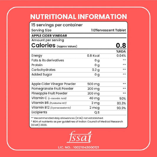 Boldfit Apple Cider Vinegar Effervescent Tablets - Swadesiicart
