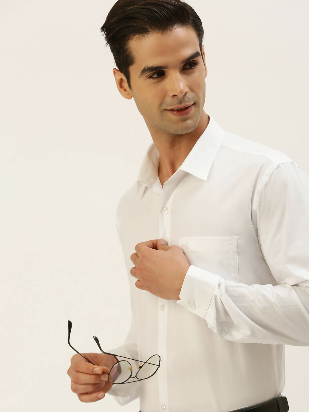 Ramraj Cotton Mens Full Sleeve Formal 100 % Cotton White Shirt | Swadesiicart