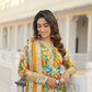 Jyoti Fashion Women's Green Russian Silk Sequins Zari Embroideredy Anarkali Dress with Dupatta | Swadesiicart