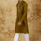 Bluesaanchi Men's Handloom Embroidered Field Drab Kurta Set | Swadesiicart