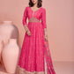Anaita Yellow Embroidered Silk Anarkali Suits