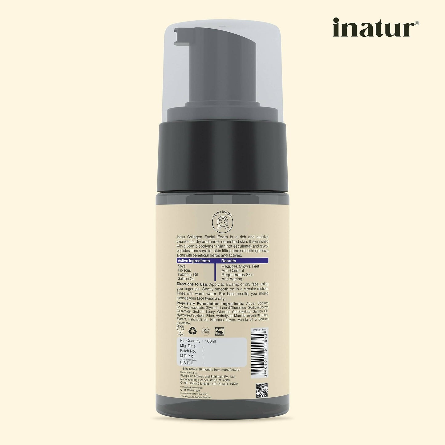 Inatur Collagen Foaming Face Wash - Swadesiicart