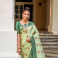 Vishnu Weaves Women's Sea Green Patola Banarasi Silk Meenakari Zari Woven Saree with Blouse - Swadesiicart