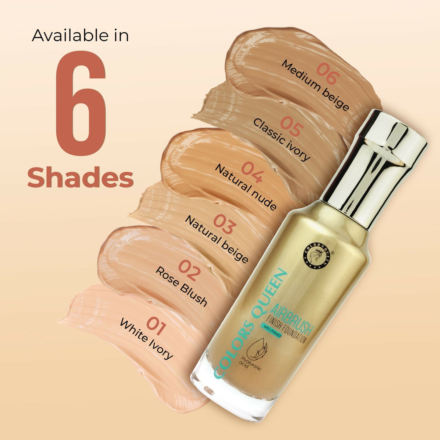 Colors Queen Airbrush Foundation With Primer - Natural Nude | Swadesiicart