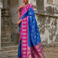 Vishnu Weaves Women's Firozi Kanchi Silk Woven Saree with Blouse - Swadesiicart
