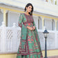 Partywear Designer parrot Dola Silk Anarkali suit with Dupatta - Suzen - Swadesiicart