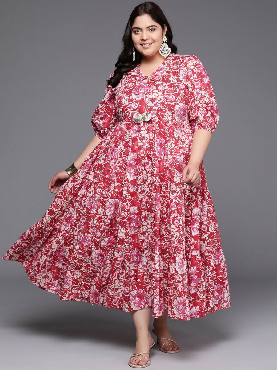 Ahalyaa Women's Traditional wear Ethnic Dress - Red | Swadesiicart