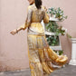 Mustard Crepe Foil Printed Long Dress - Michan | Swadesiicart