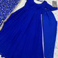 Lorenvalley Fashion Women Georgette Anarkali Gown Duppta Full Set With Pent Ready To Wear - Blue | Swadesiicart