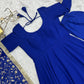 Lorenvalley Fashion Women Georgette Anarkali Gown Duppta Full Set With Pent Ready To Wear - Blue | Swadesiicart