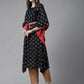 Ahalyaa Women Navy Blue Georgette Gold Printed Kaftan Kurta | Swadesiicart