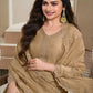 Anaita Brown Heavy Natural Crepe Stitched Suit with Embroidery & Zarkhan Work