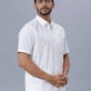 Ramraj Cotton Mens Half Sleeve Formal Poly Cotton White Shirt | Swadesiicart