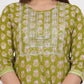 House of RP Women's Green Cotton Floral Yoke Embroidered Anarkali Kurta & Pant Set | Swadesiicart