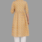 House of RP Women's Yellow Cotton Laheriya Print Embroidered Flared Kurta | Swadesiicart
