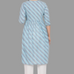 House of RP Women's SkyBlue Cotton Laheriya Print Embroidered Flared Kurta | Swadesiicart