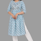 House of RP Women's SkyBlue Cotton Laheriya Print Embroidered Flared Kurta | Swadesiicart