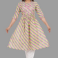 House of RP Women's Light Green Cotton Laheriya Print Embroidered Flared Kurta | Swadesiicart