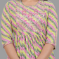 House of RP Women's Light Green Cotton Laheriya Print Embroidered Flared Kurta | Swadesiicart