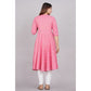 House of RP Women Pink Cotton Floral Print Anarkali Kurta | Swadesiicart