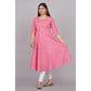 House of RP Women Pink Cotton Floral Print Anarkali Kurta | Swadesiicart