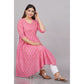 House of RP Women Pink Cotton Floral Print Anarkali Kurta | Swadesiicart