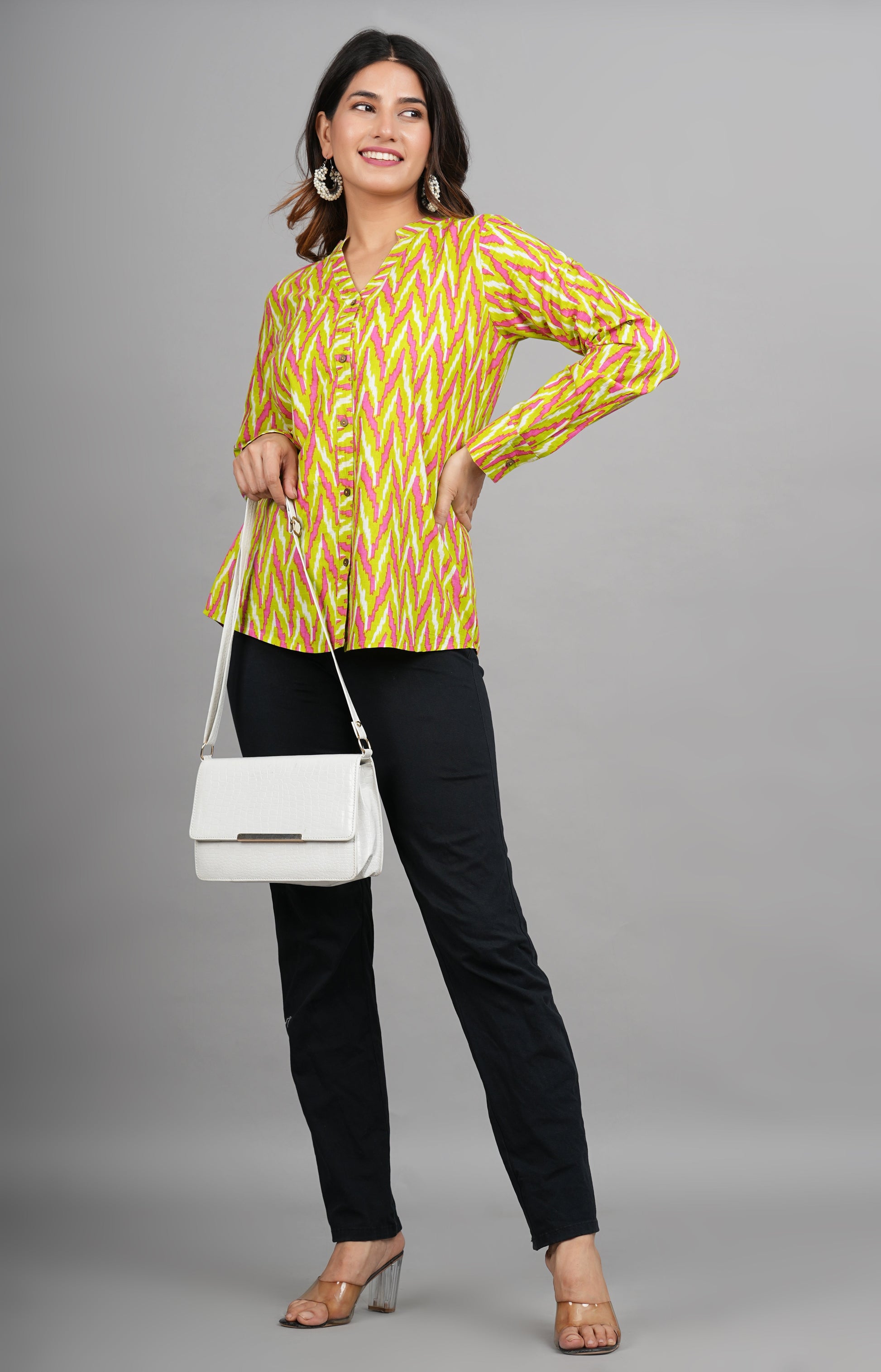 House of RP Women Cotton Yellow Print Casual Shirt | Swadesiicart