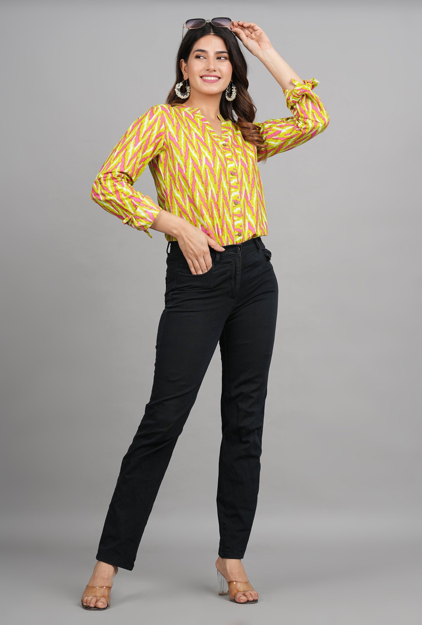 House of RP Women Cotton Yellow Print Casual Shirt | Swadesiicart