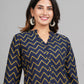 House of RP Women Cotton Dark Blue Print Casual Shirt | Swadesiicart