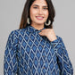 House of RP Women Cotton Blue Print Casual Shirt | Swadesiicart