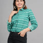 House of RP Women Cotton Green Print Casual Shirt | Swadesiicart