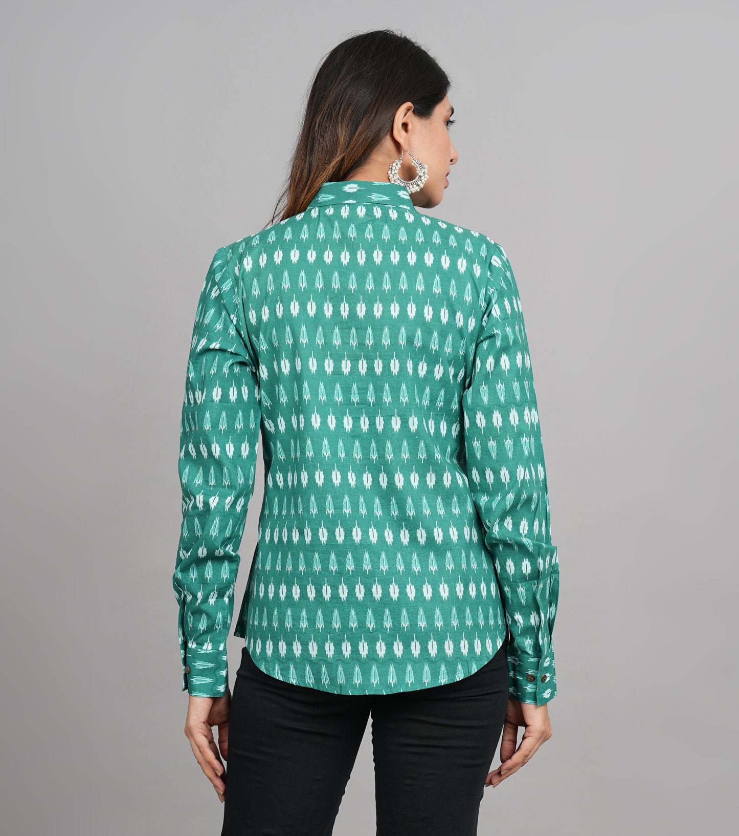 House of RP Women Cotton Green Print Casual Shirt | Swadesiicart