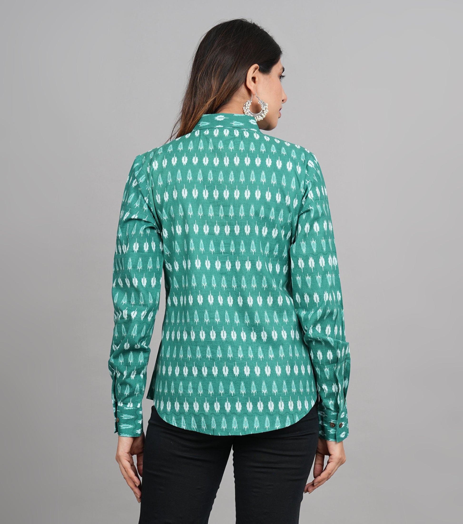 House of RP Women Cotton Green Print Casual Shirt | Swadesiicart