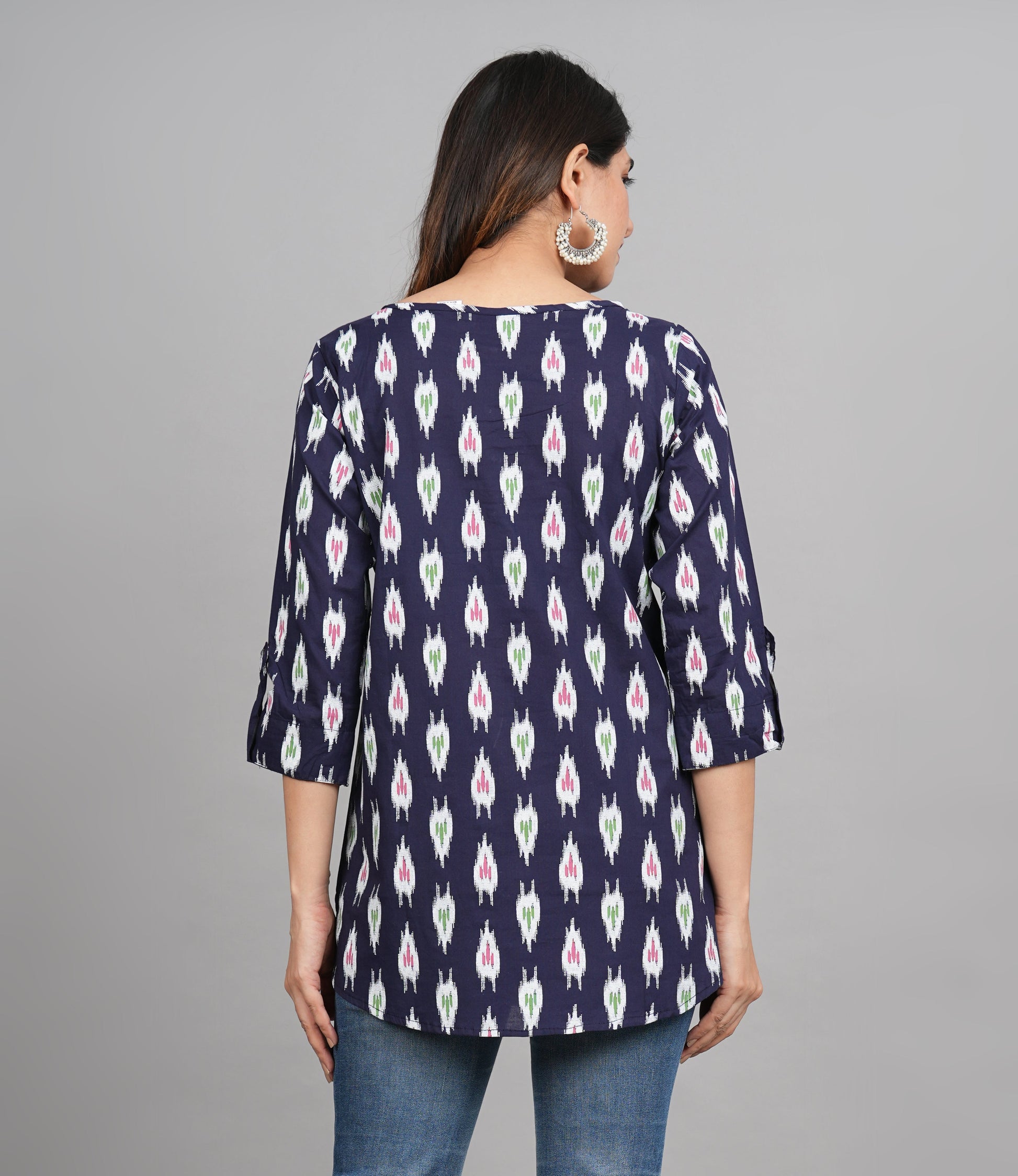 House of RP Women Cotton Blue Graphic Print Casual Top | Swadesiicart