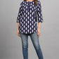 House of RP Women Cotton Blue Graphic Print Casual Top | Swadesiicart