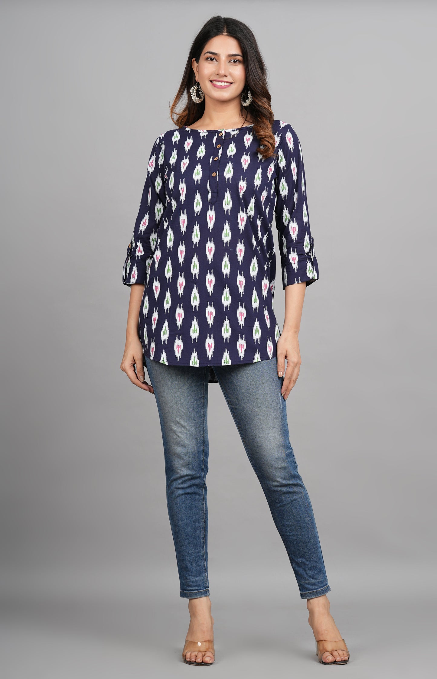 House of RP Women Cotton Blue Graphic Print Casual Top | Swadesiicart