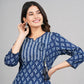 House of RP Women Cotton Blue Floral Print Straight Kurta | Swadesiicart